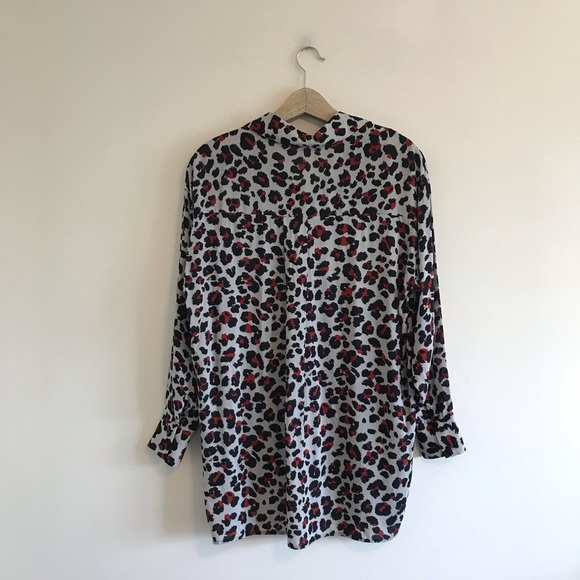 Zara | Gray and Red Leopard Oversized Button-down - Picture 5 of 6